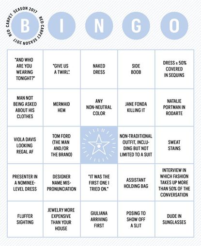 Awards Show Drinking Games - Red Carpet 2017 Bingo 