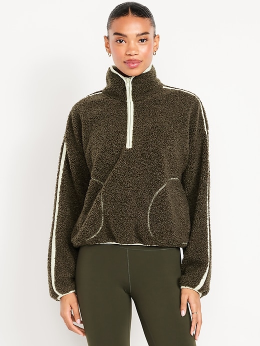 Loose Sherpa Quarter-Zip Pullover