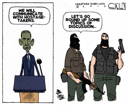 Obama cartoon U.S. Hostage Negotiation