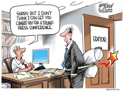Political Cartoon U.S. combat pay for press