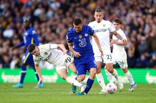 Dan James was shown a straight red card for his reckless challenge on Chelsea’s Mateo Kovacic