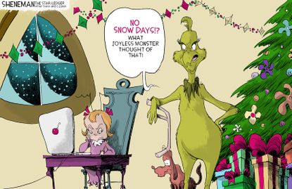 Editorial Cartoon U.S. Grinch snow days remote learning