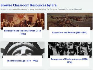Screenshot from Ken Burns in the Classroom: Classroom resources by era