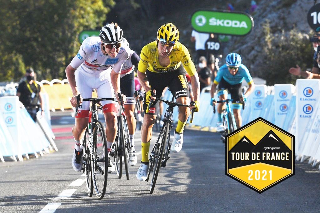 GRAND COLOMBIER, FRANCE - SEPTEMBER 13: Primoz Roglic of Slovenia and Team Jumbo - Visma Yellow Leader Jersey / Tadej Pogacar of Slovenia and UAE Team Emirates White Best Young Rider Jersey / Miguel Angel Lopez Moreno of Colombia and Astana Pro Team / Grand Colombier (1501m)/ during the 107th Tour de France 2020, Stage 15 a 174,5km stage from Lyon to Grand Colombier 1501m / #TDF2020 / @LeTour / on September 13, 2020 in Grand Colombier, France. (Photo by Tim de Waele/Getty Images)