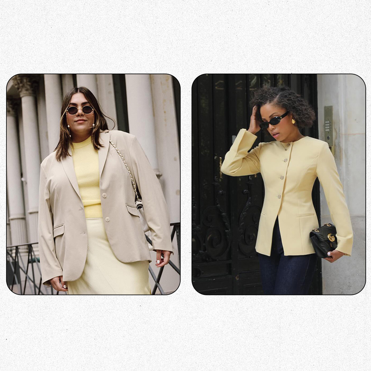 a collage of yellow outfits for summer