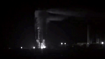 SpaceX's Starship SN3 prototype collapses during cryogenic pressure test on April 3, 2020 at the company's Boca Chica, Texas facility.