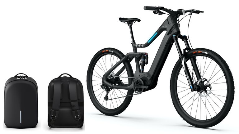 OKAI EB20 Carbon Fiber e-Bike and OKAI SP10 Smart Backpack