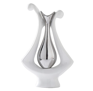 Modern chrome and white statue vase from Amazon.