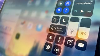 iPad Pro screen wit control center