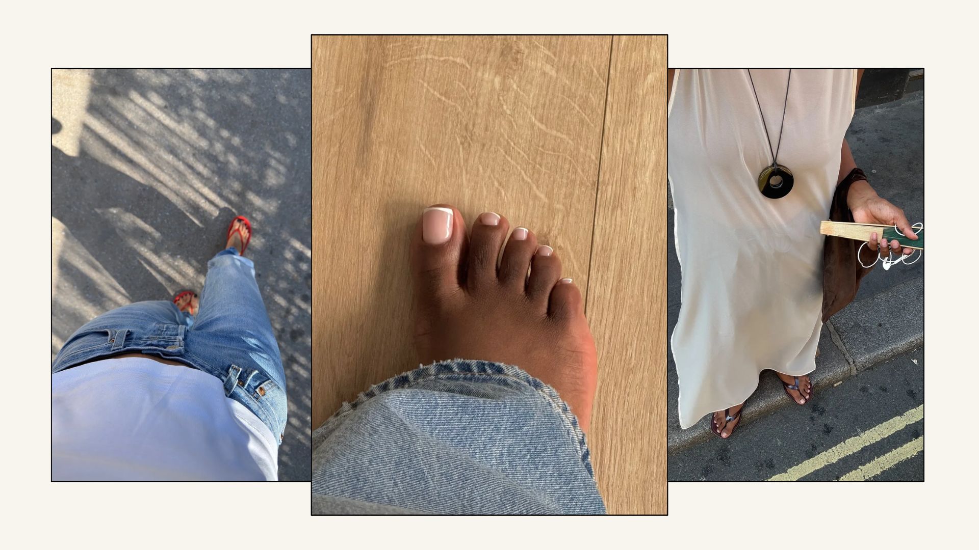 A collage of summer pedicure pictures