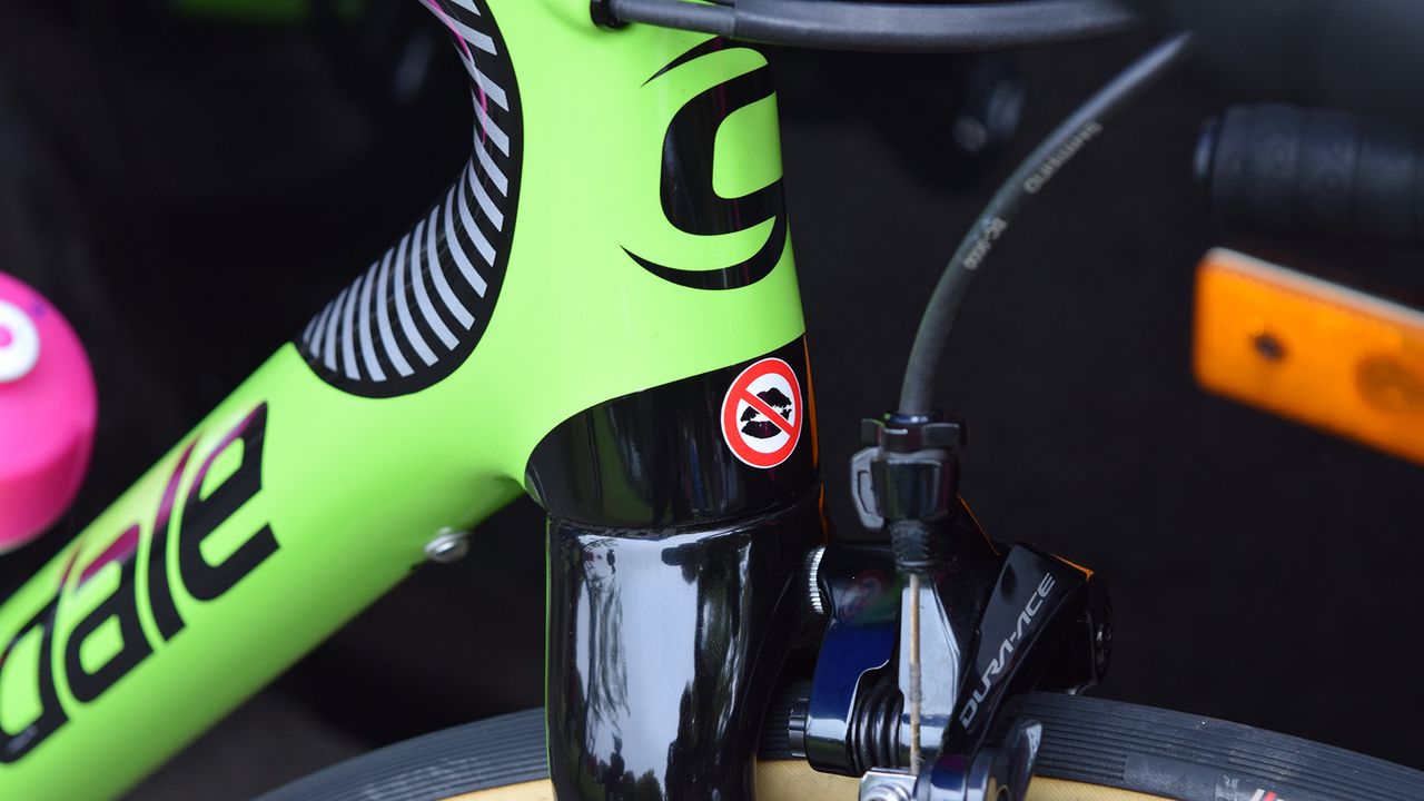 Modolo has been known to customise his race bikes with stickers for several seasons