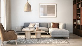 neutral grey and taupe living room