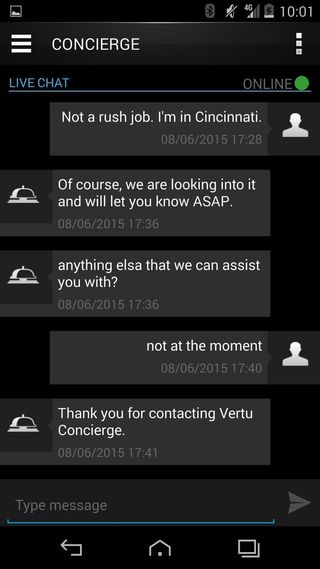 Vertu Concierge live chat