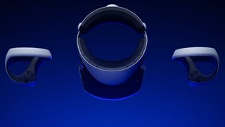 Top of the PlayStation VR2 headset and controllers