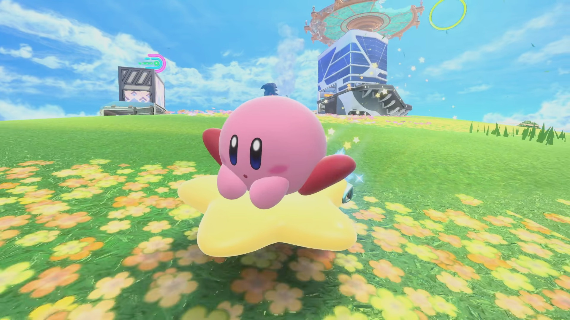 Kirby on Warp Star in Kirby Air Riders