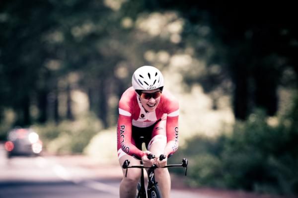Clara Hughes (Cycling BC) on her way to the win today.