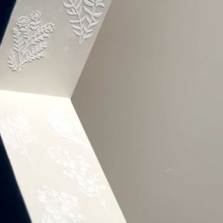 Floral 3D stencils on an entrance to a room