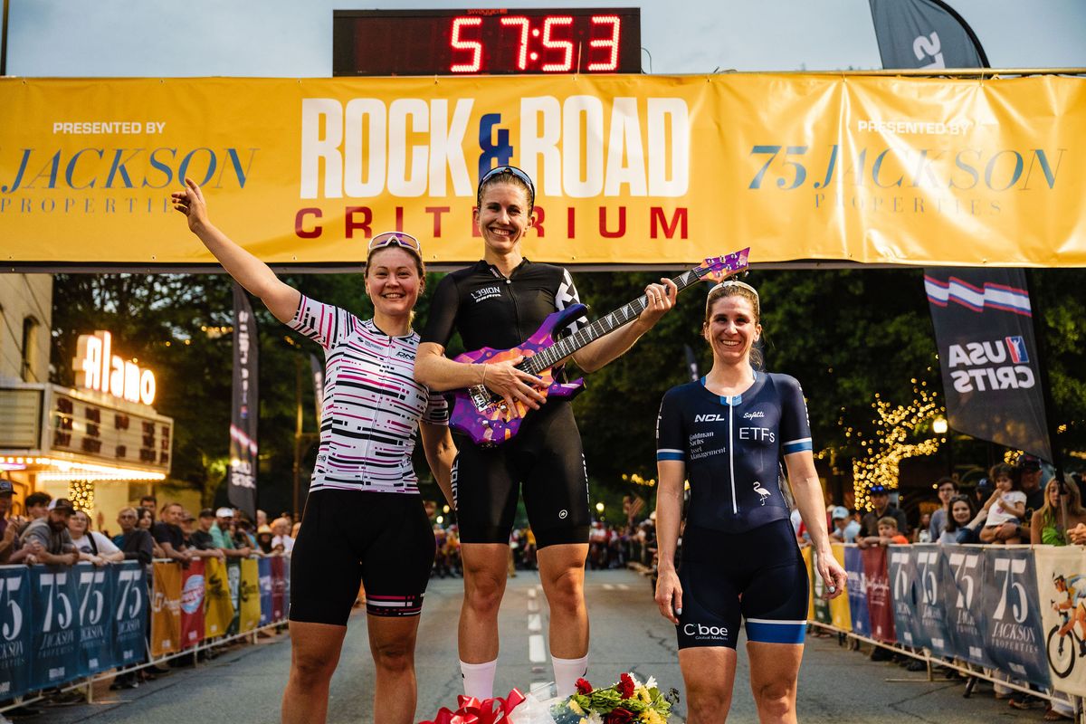 2024 Rock&amp;Road Criterium women's podium in Newnan, Ga., second stop for USA Crits