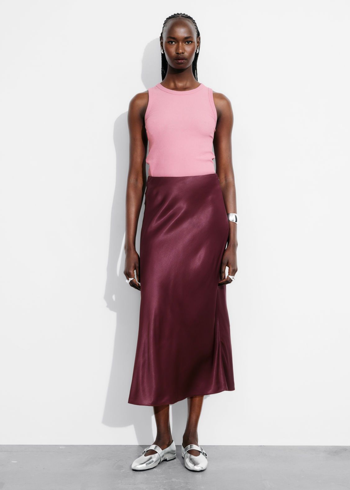 Satin Midi Skirt