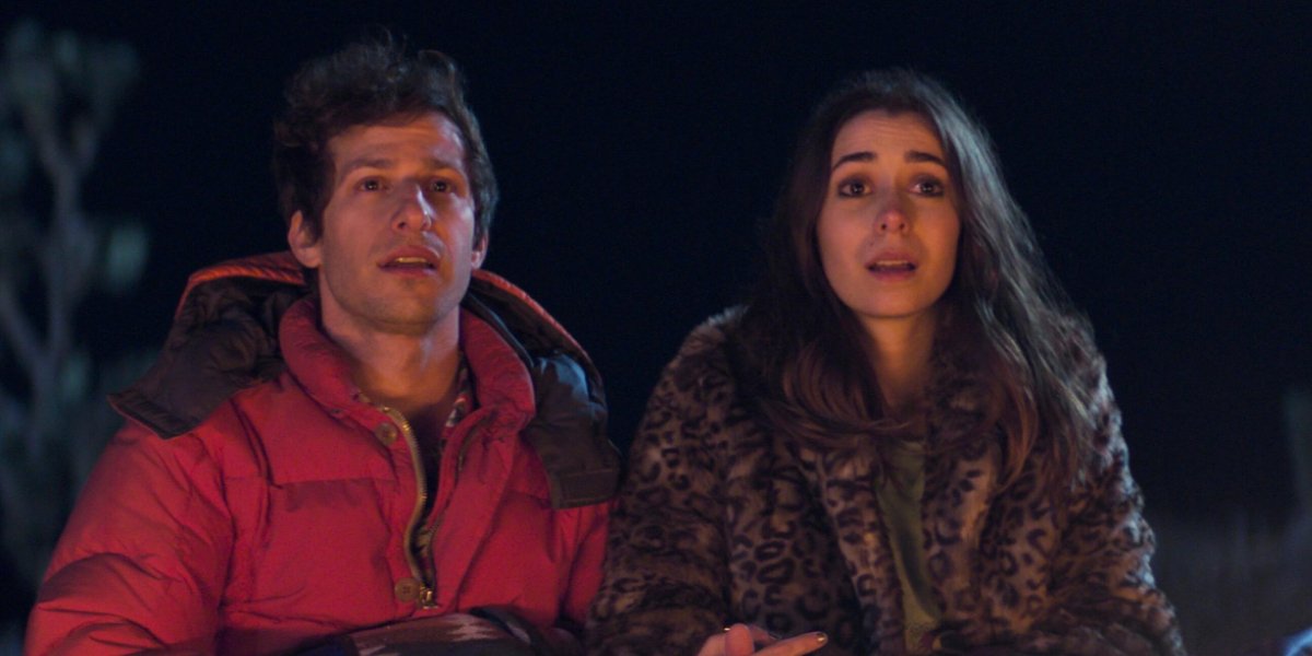 Andy Samberg and Cristin Milioti in Palm Springs