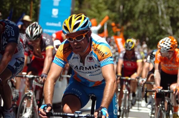 Julian Dean (Garmin-Transitions) rolls across the line