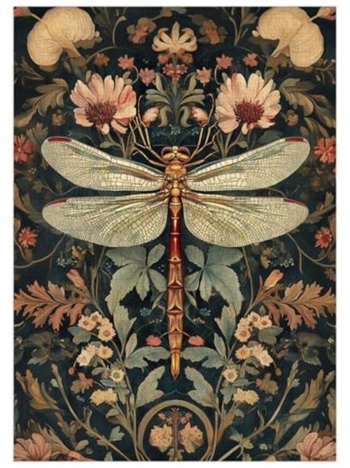 Vintage Floral Dragonfly Jigsaw Puzzle, 1000 Pieces 