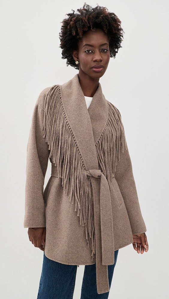 Sandra Fringe Jacket - Taupe Grey
