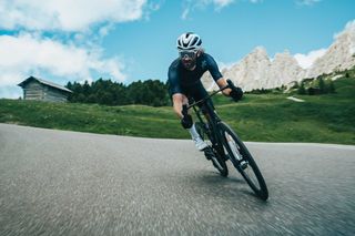 Safa Brian descending in the Dolomites