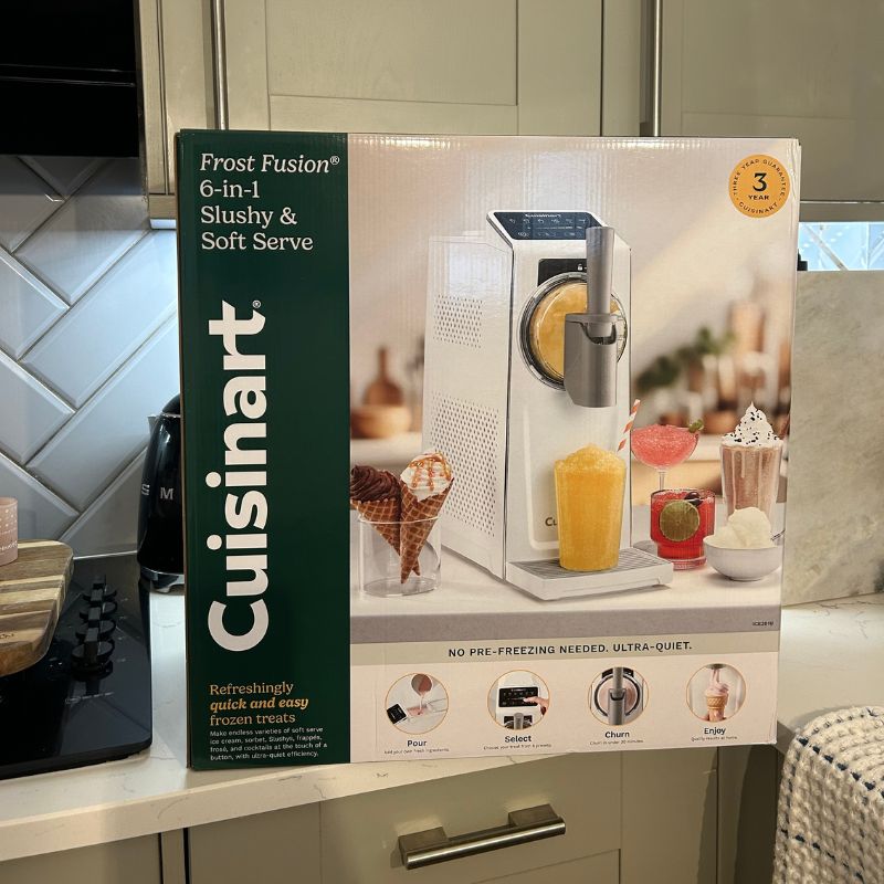 Cuisinart Frost Fusion Ice Cream Maker in box on worktop