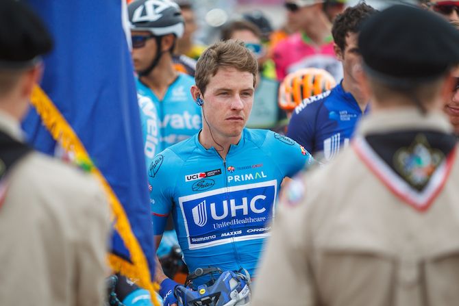 Gavin Mannion (UnitedHealthcare) at the start of stage 3 in Denver at the 2018 Colorado Classic