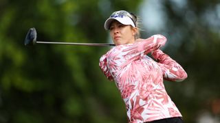 Nelly Korda hitting a drive during the 2022 PNC Championship