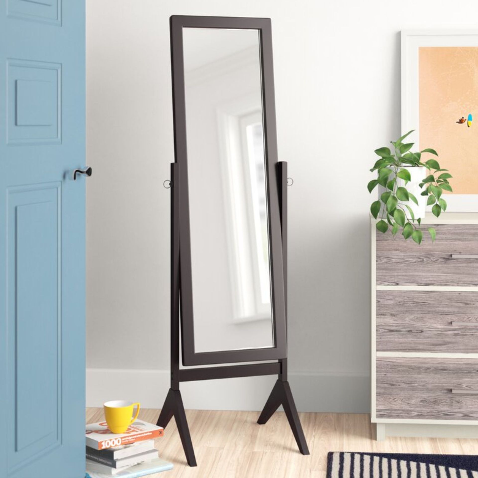 Cermin lantai kayu George Oliver