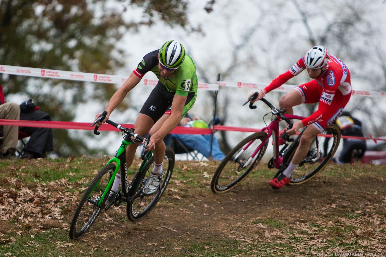 Logan Owen puts in a huge effort to stay with Ryan Trebon for fouth place