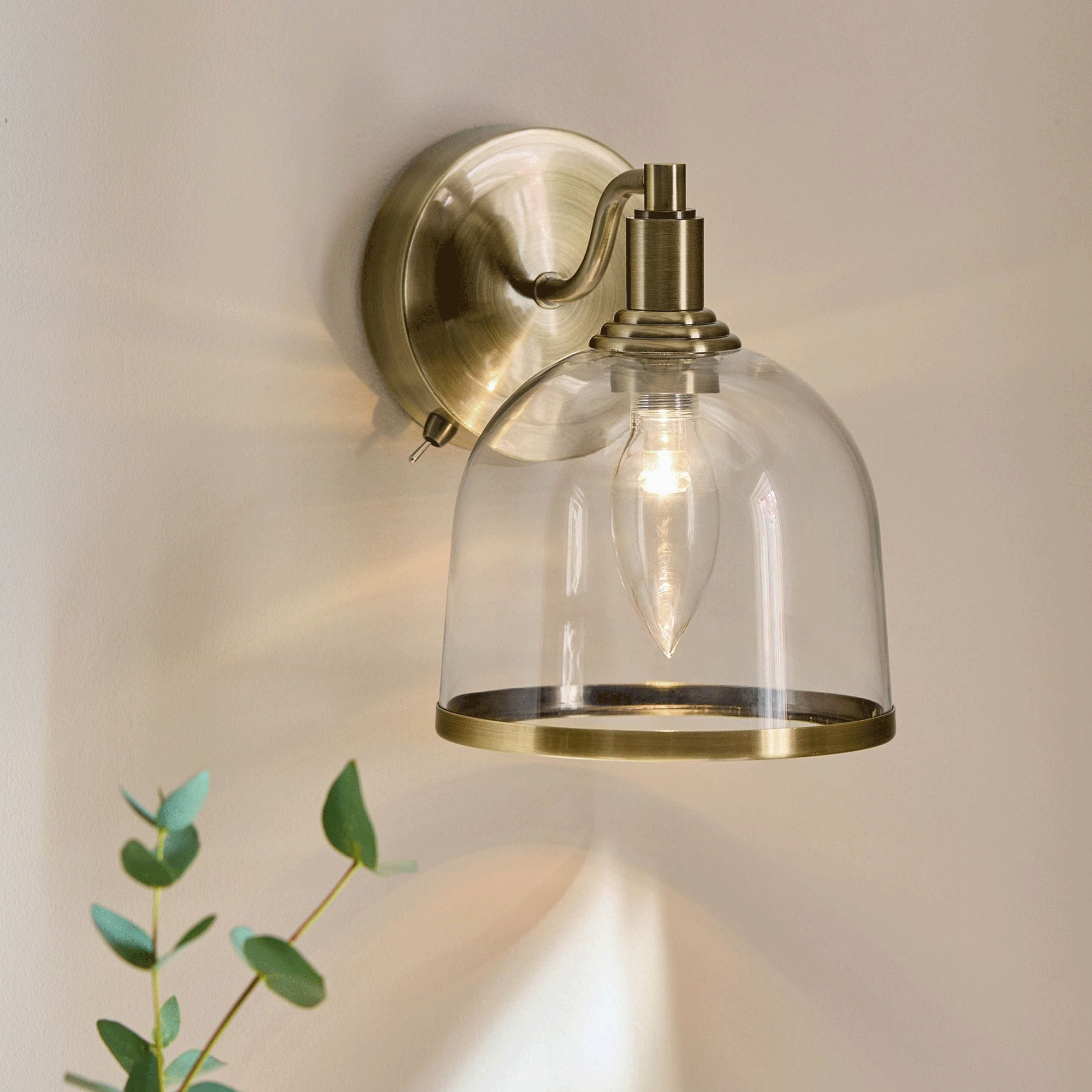 Gold and glass sconce wall light