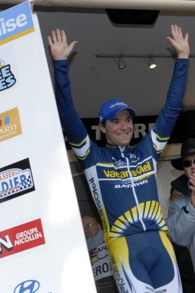 Borut Bozic (Vacansoleil Pro Cycling Team) celebrates his stage victory.