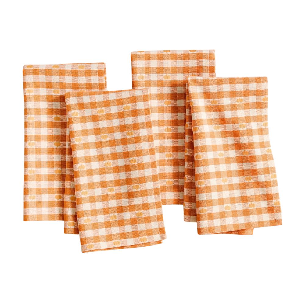 Pumpkin Gingham Organic Cotton Napkins