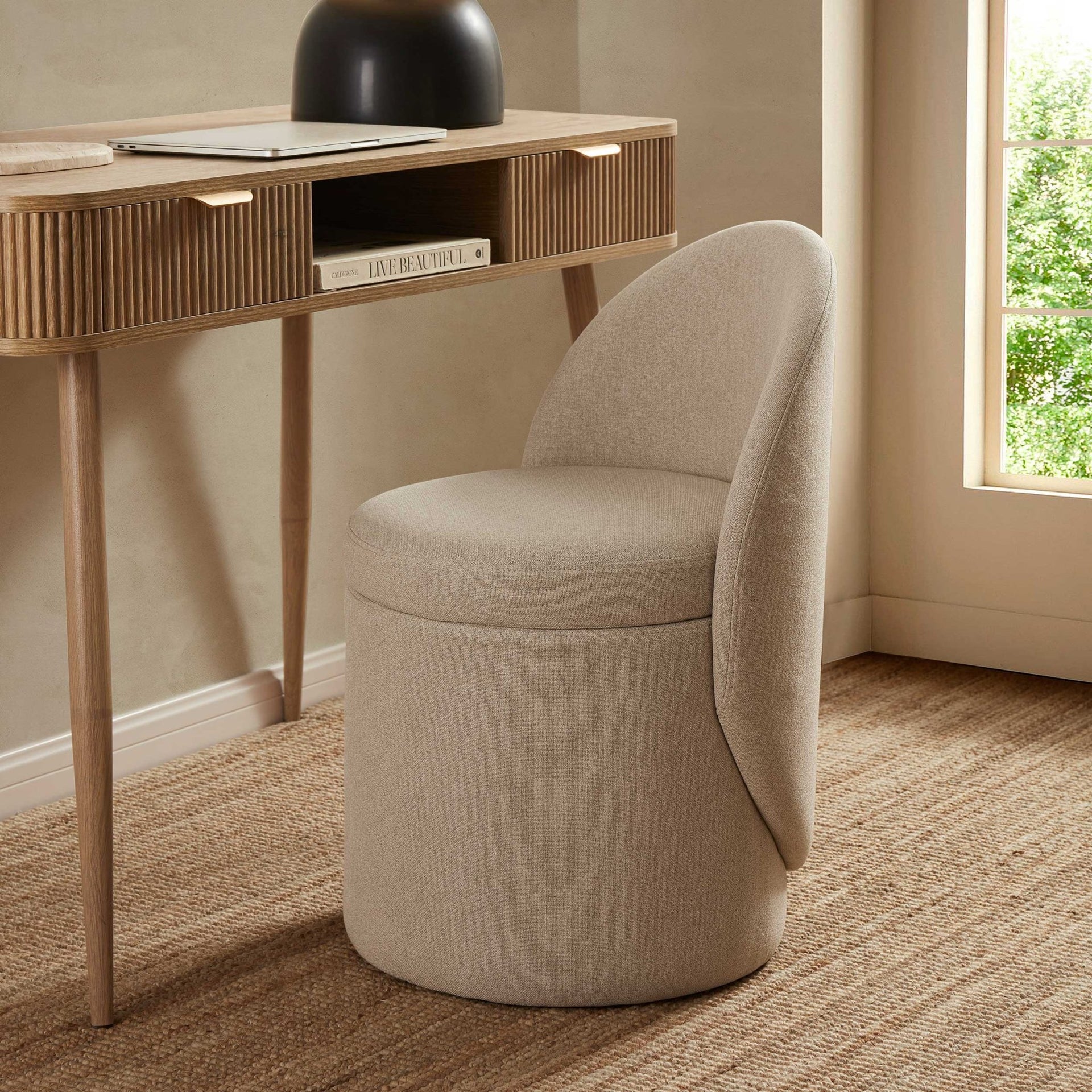 Primrose Dressing Table Storage Stool - Oatmeal
