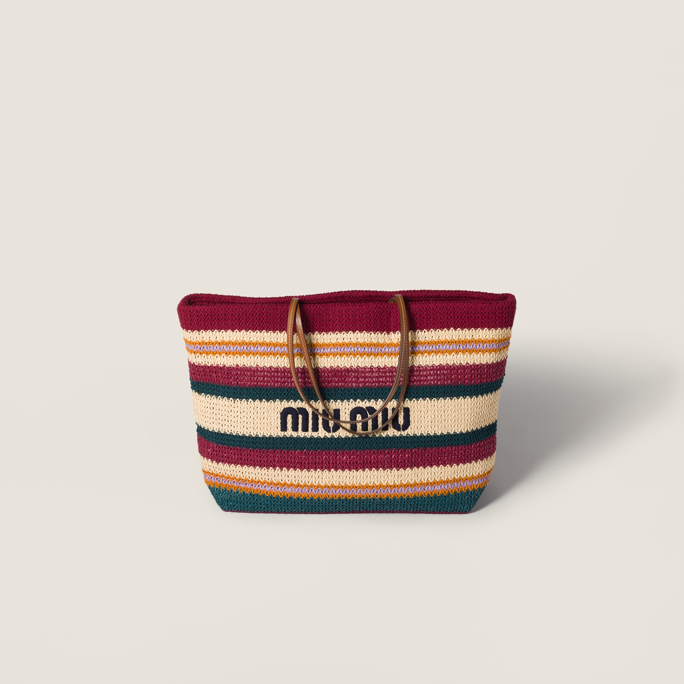Raffia-effect knitted tote bag
