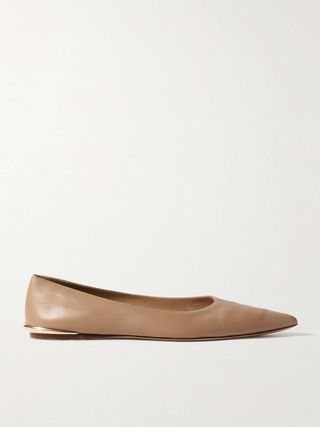 Fleur Embellished Leather Ballet Flats