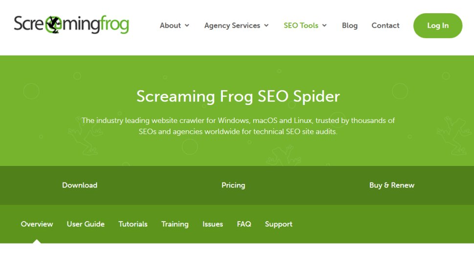 Website screenshot of Screaming Frog (August, 2025)