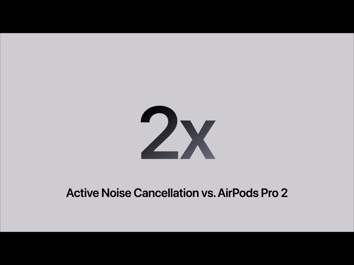 Promotional material for the AirPods Pro 3 from the Apple keynote