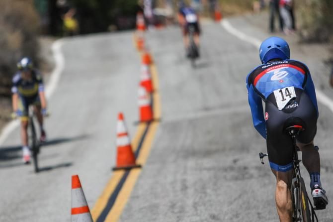 Tyler Farrar (Garmin-Sharp) on course with other riders