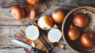 Onions on a table