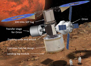 Artist's illustration of a base on the Mars moon Phobos.