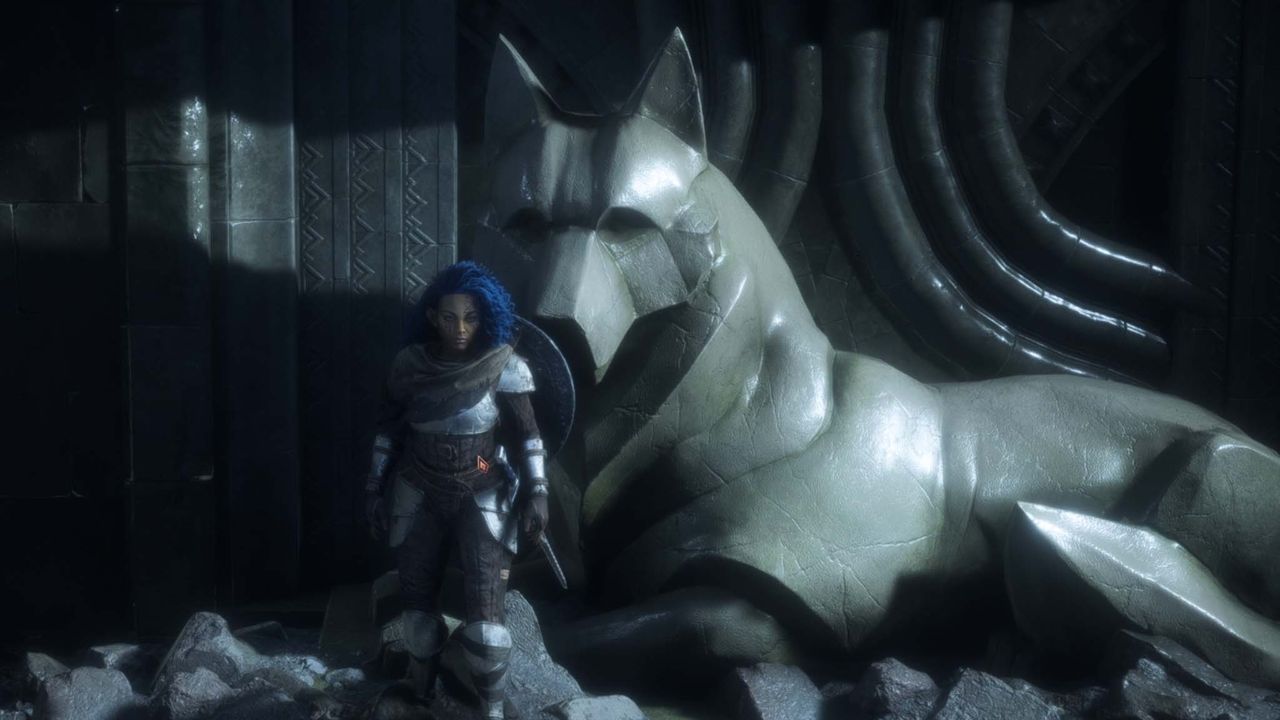 Dragon Age: The Veilguard preview &mdash; Dreadwolf statue.