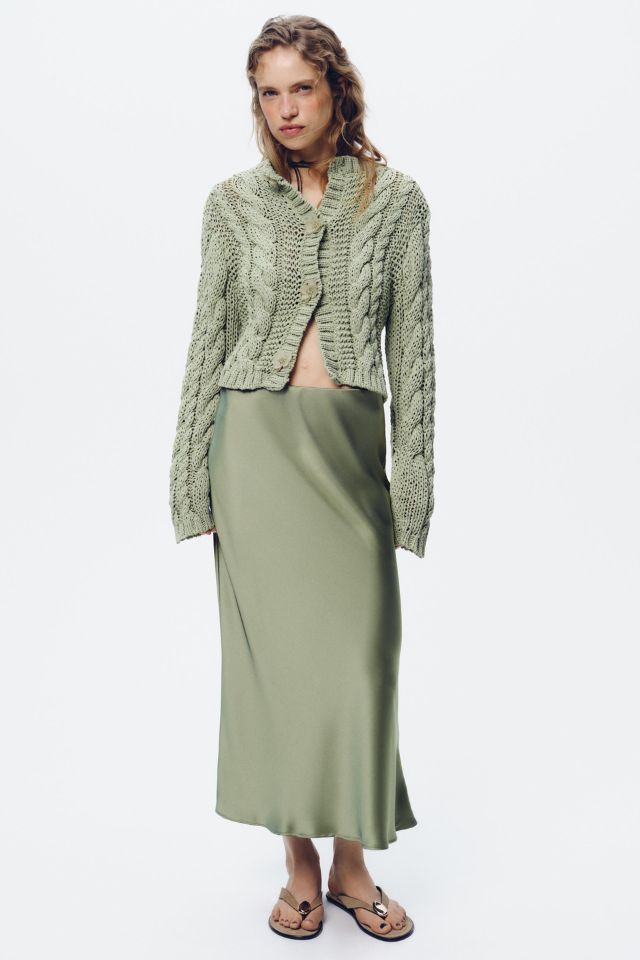 Zara Satin Midi Skirt