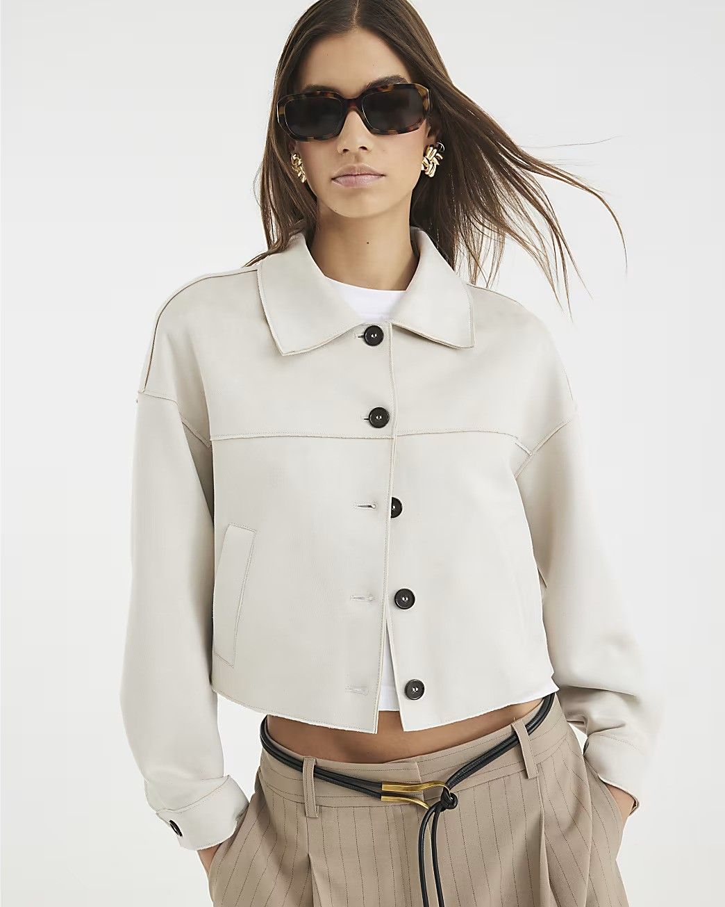Cream Faux Suede Overshirt