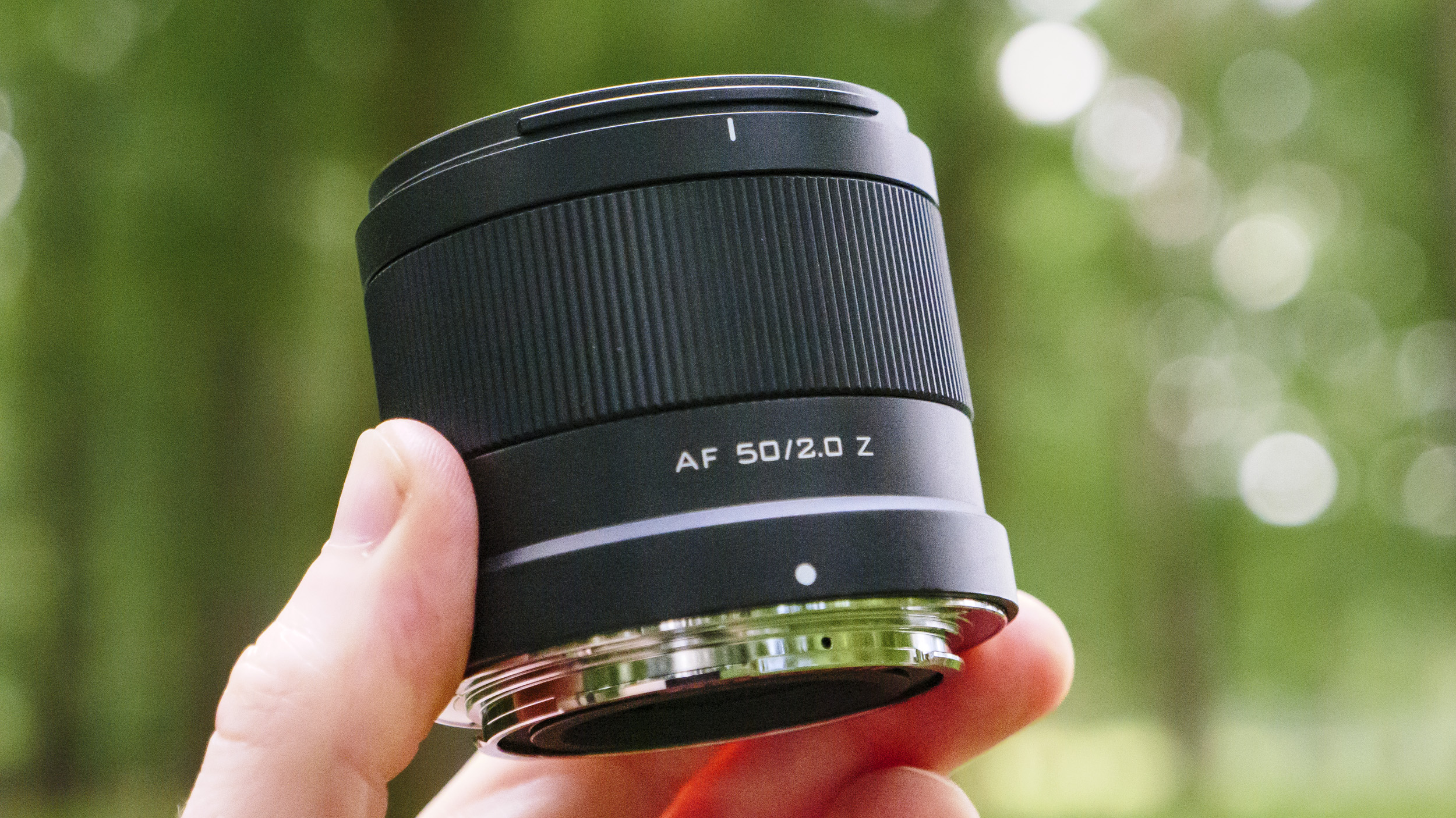 Viltrox AF 50mm F2 Air lens in the hand