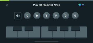 A screenshot from the Duolingo Music app.