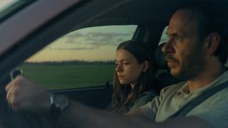 Stella and her father Adam in the car in A Nearly Normal Family episode 1
